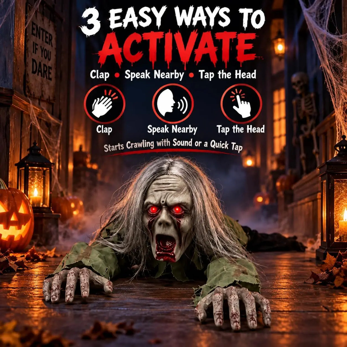 Realistic Sound-Activated Halloween Zombie Prop